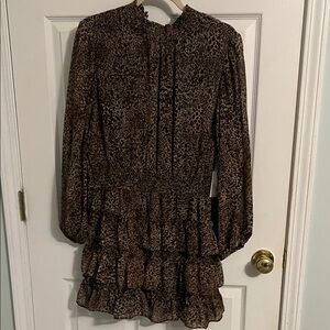 1. State Brown Leopard Long Sleeve Dress